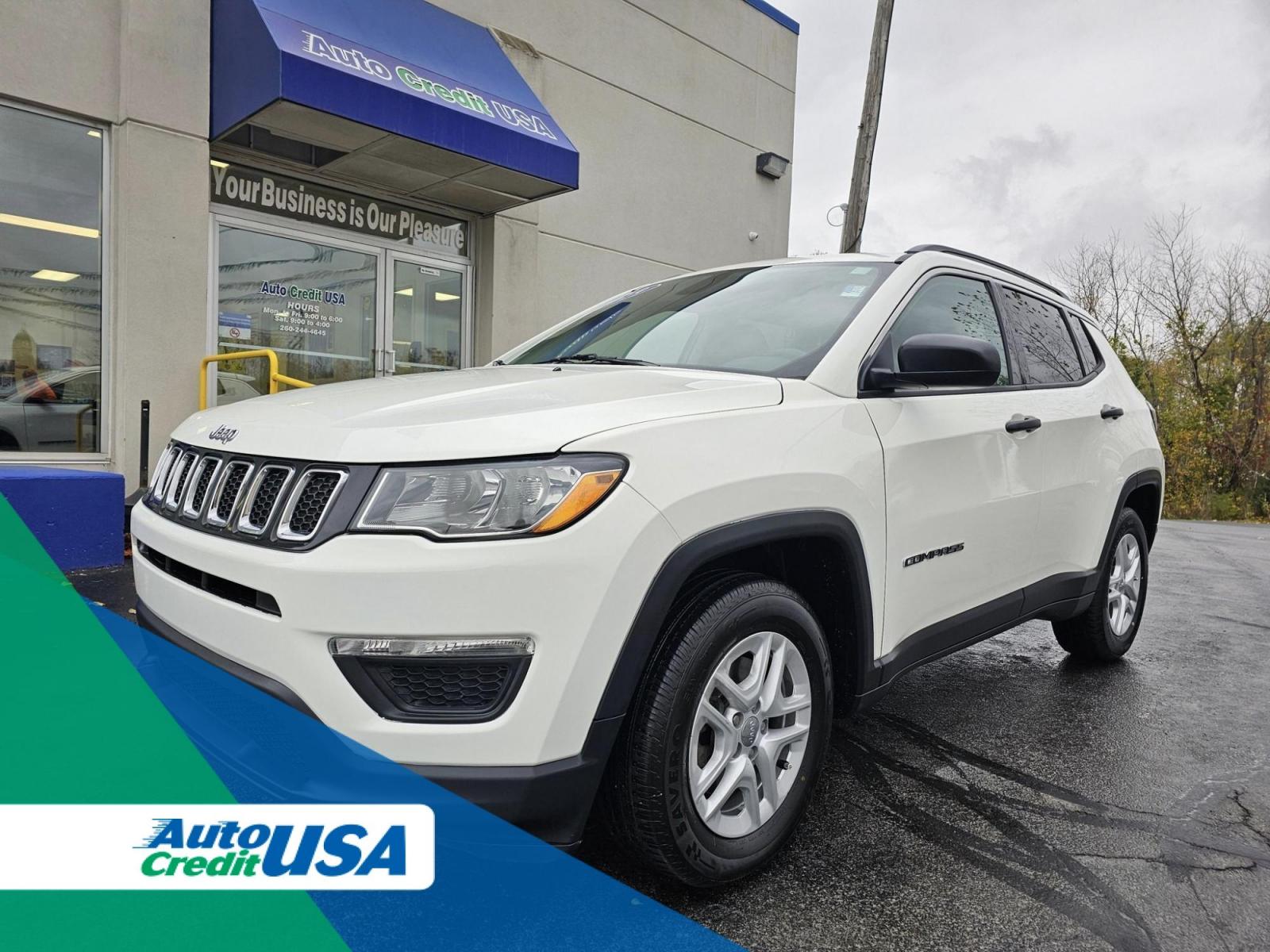 2019 WHITE /Grey Jeep COMPASS SPORT Sport FWD (3C4NJCAB2KT) with an 2.4L L4 DOHC 16V engine, located at 502 South Main Street, Columbia City, IN, 46725, (260) 244-4645, 41.151382, -85.490578 - 2019 Jeep COMPASS SPORT Sport FWD - Photo#0