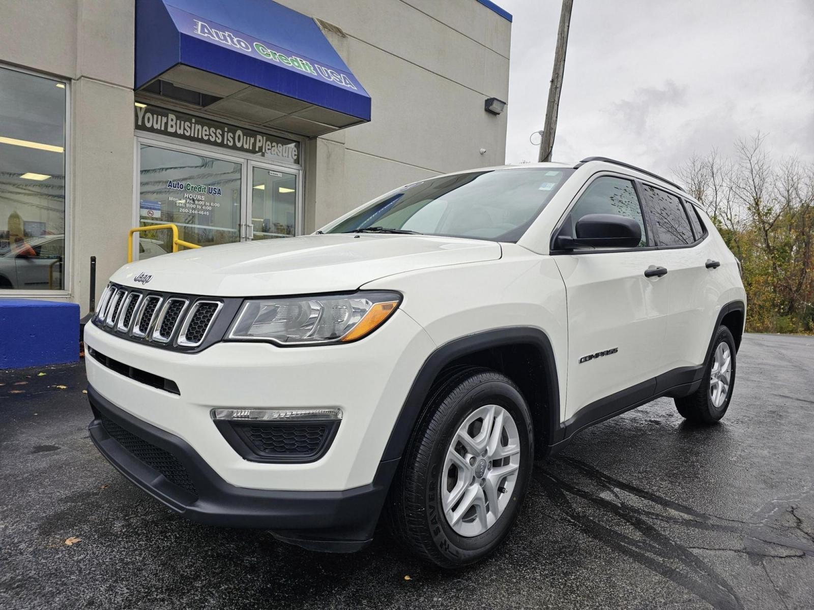 2019 WHITE /Grey Jeep COMPASS SPORT Sport FWD (3C4NJCAB2KT) with an 2.4L L4 DOHC 16V engine, located at 502 South Main Street, Columbia City, IN, 46725, (260) 244-4645, 41.151382, -85.490578 - 2019 Jeep COMPASS SPORT Sport FWD - Photo#1