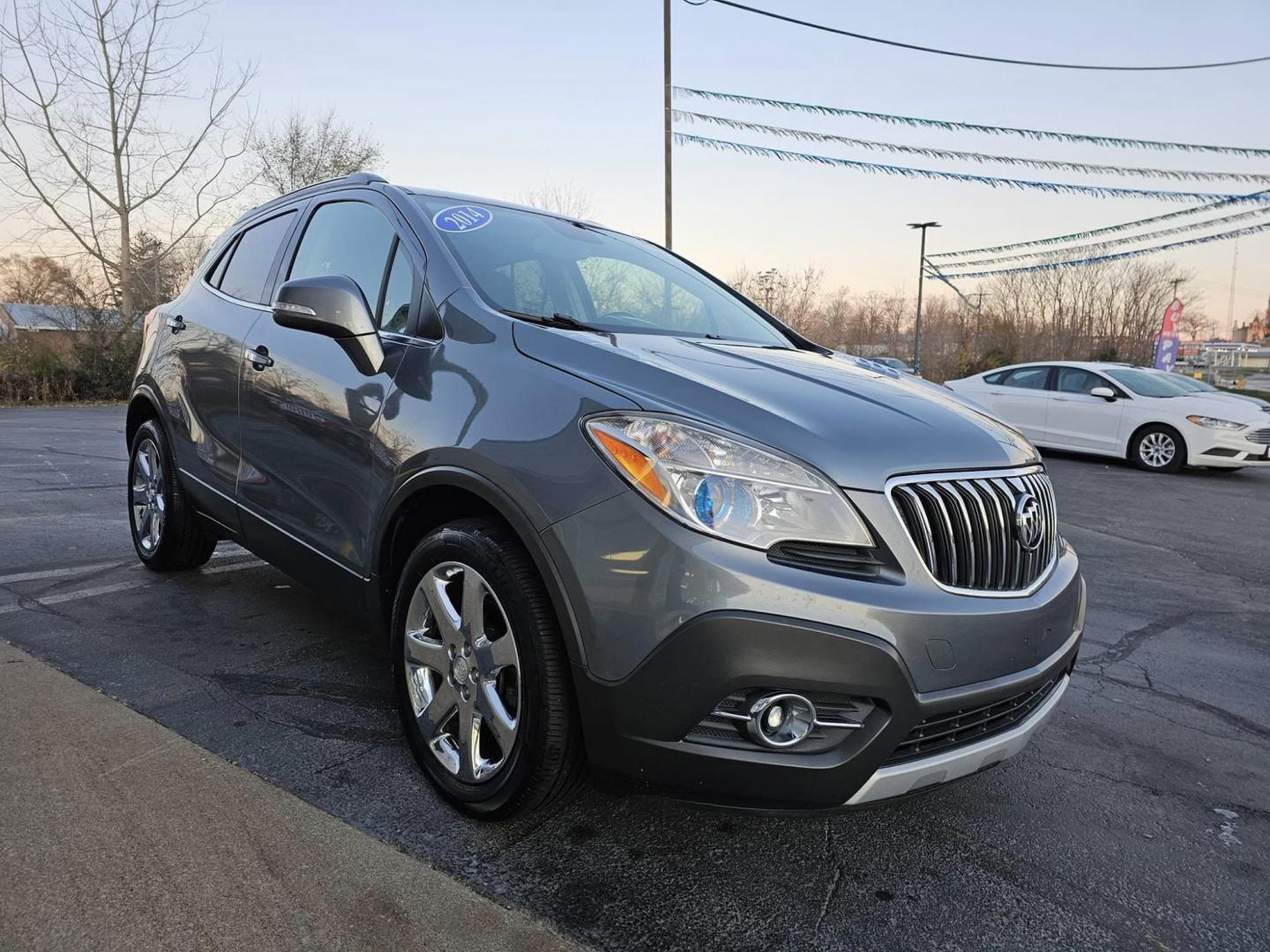 2014 GREY BLUE /GREY Buick Encore Convenience FWD (KL4CJBSB8EB) with an 1.4L L4 DOHC 16V TURBO engine, 6-Speed Automatic transmission, located at 502 South Main Street, Columbia City, IN, 46725, (260) 244-4645, 41.151382, -85.490578 - Photo#1