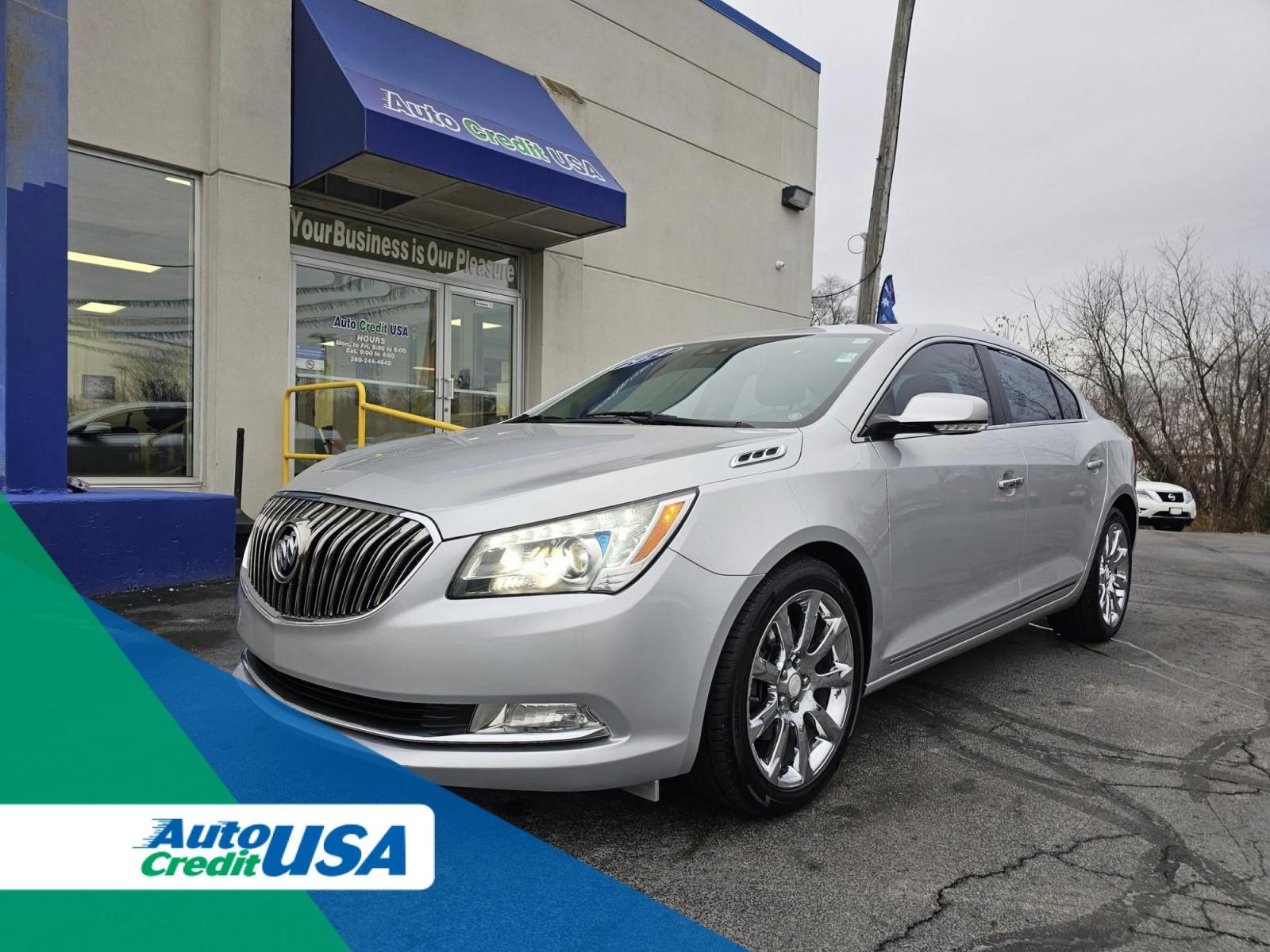 2014 WHITE /Tan Buick LACROSSE Leather Package (1G4GB5G32EF) with an 3.6L V6 DOHC 24V FFV engine, 6-Speed Automatic transmission, located at 502 South Main Street, Columbia City, IN, 46725, (260) 244-4645, 41.151382, -85.490578 - 2014 Buick LACROSSE Leather Package - Photo#0