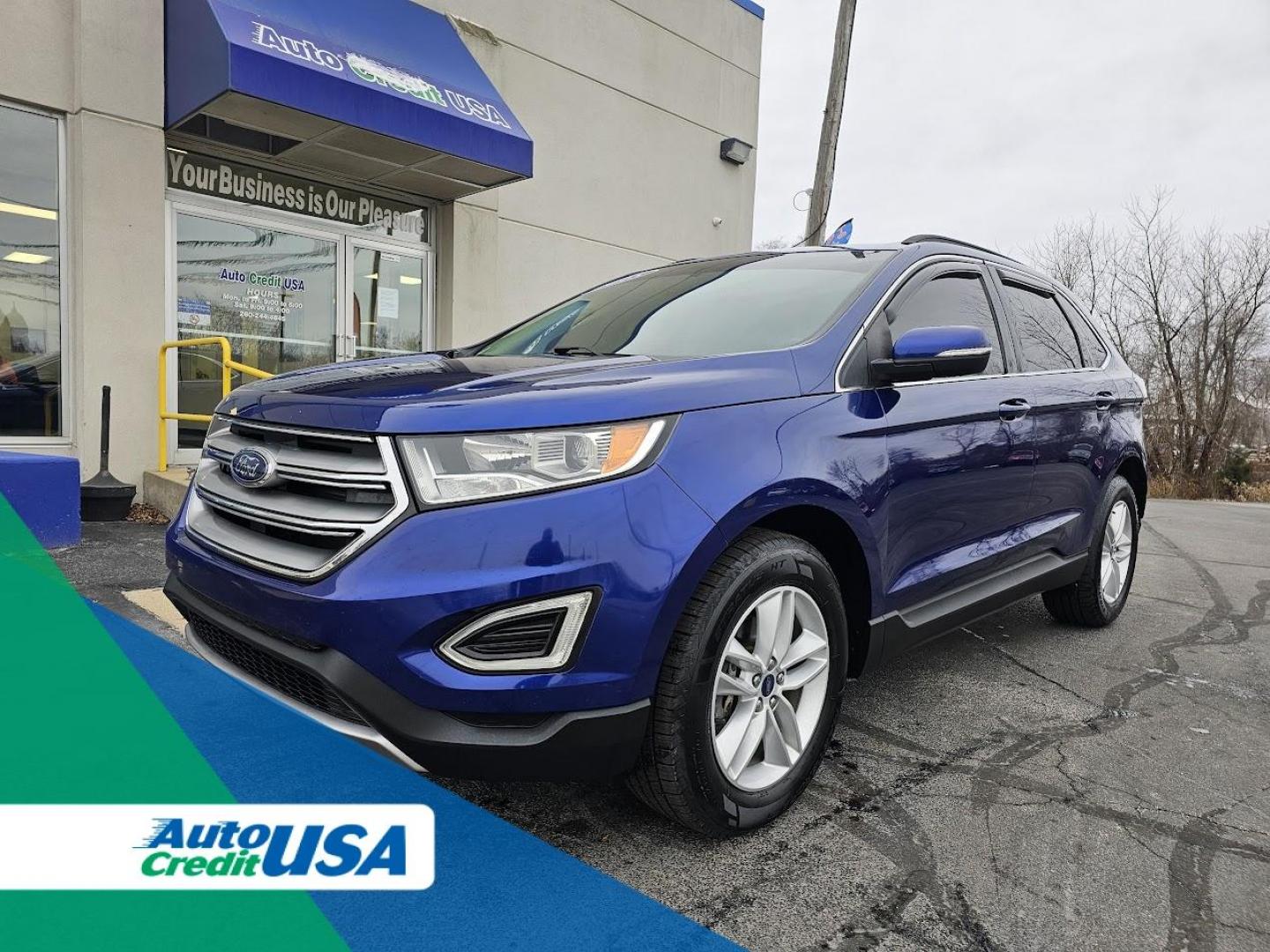 2015 BLUE /BLACK Ford EDGE SEL FWD (2FMTK3J83FB) with an 3.5L V6 DOHC 24V engine, 6-Speed Automatic transmission, located at 502 South Main Street, Columbia City, IN, 46725, (260) 244-4645, 41.151382, -85.490578 - 2015 Ford EDGE SEL FWD - Photo#0