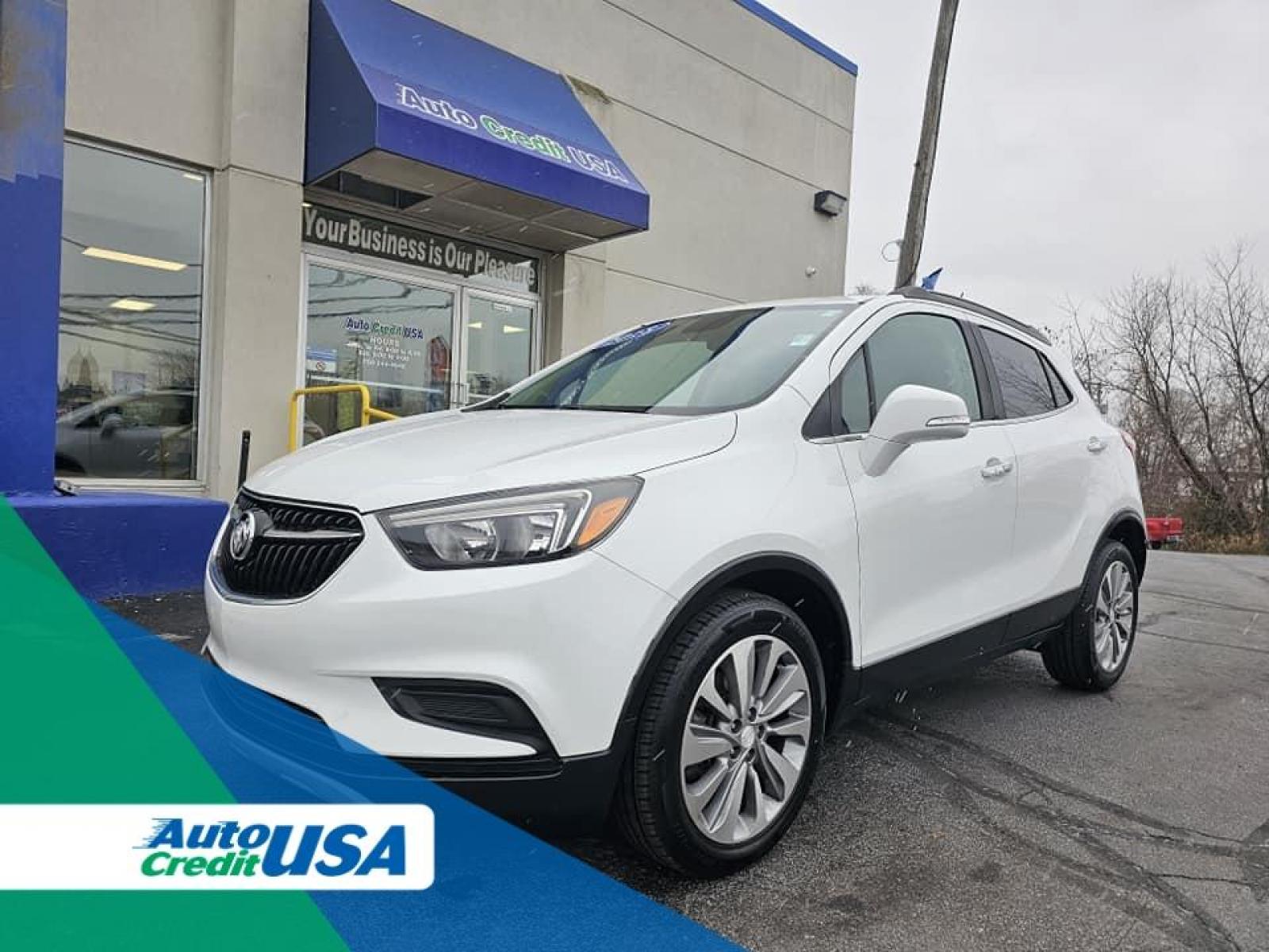 2018 WHITE /BLACK Buick ENCORE Preferred FWD (KL4CJASB9JB) with an 1.4L L4 DOHC 16V TURBO engine, 6A transmission, located at 502 South Main Street, Columbia City, IN, 46725, (260) 244-4645, 41.151382, -85.490578 - 2018 Buick ENCORE Preferred FWD - Photo#0