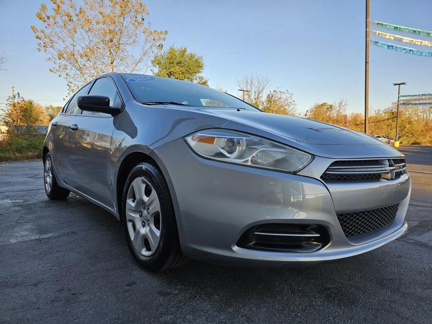 2014 SILVER /black DODGE DART SE SE (1C3CDFAA0ED) with an 2.0L L4 DOHC 16V TURBO engine, located at 502 South Main Street, Columbia City, IN, 46725, (260) 244-4645, 41.151382, -85.490578 - Photo#1